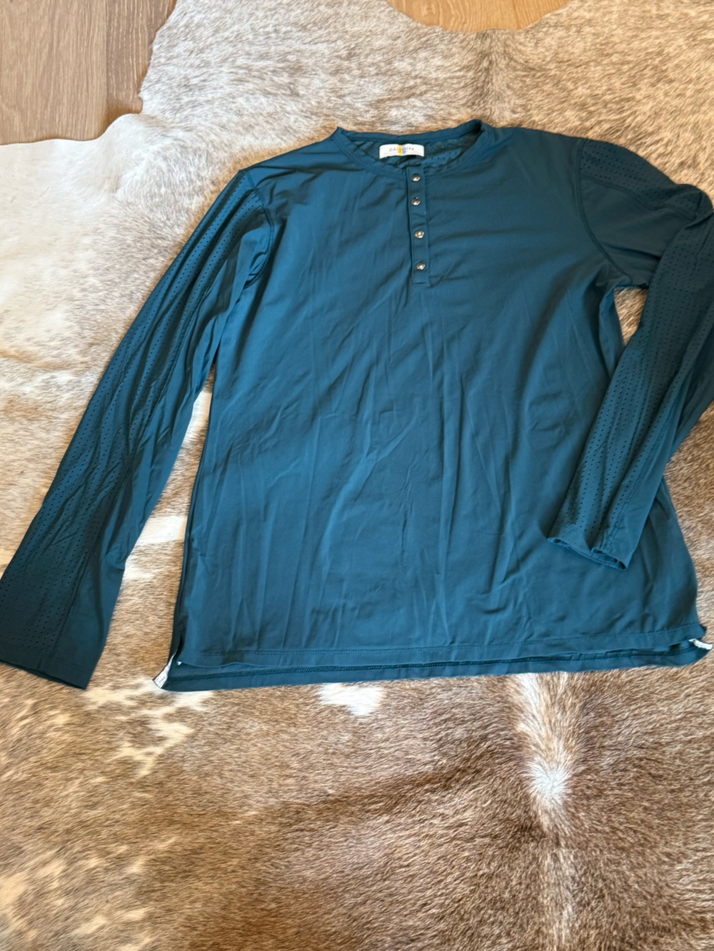 Callidae equestrian school shirt. Teal green. Size large